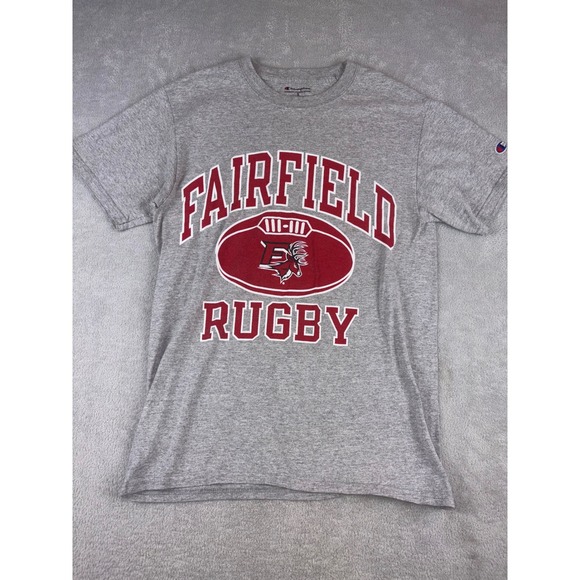 Champion Fairfield Rugby T-Shirt Mens Size S Gray Short Sleeve Crew Neck - Picture 1 of 2